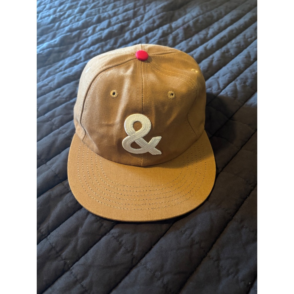 Hedley & Bennett Ampersand Baseball Cap Brown Canvas Red Underbrim Strapback Hat